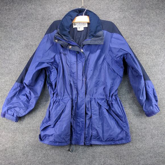 Columbia Womens Full Zip Jacket Coat Size L Blue Mesh Lining Logo - Picture 2 of 12